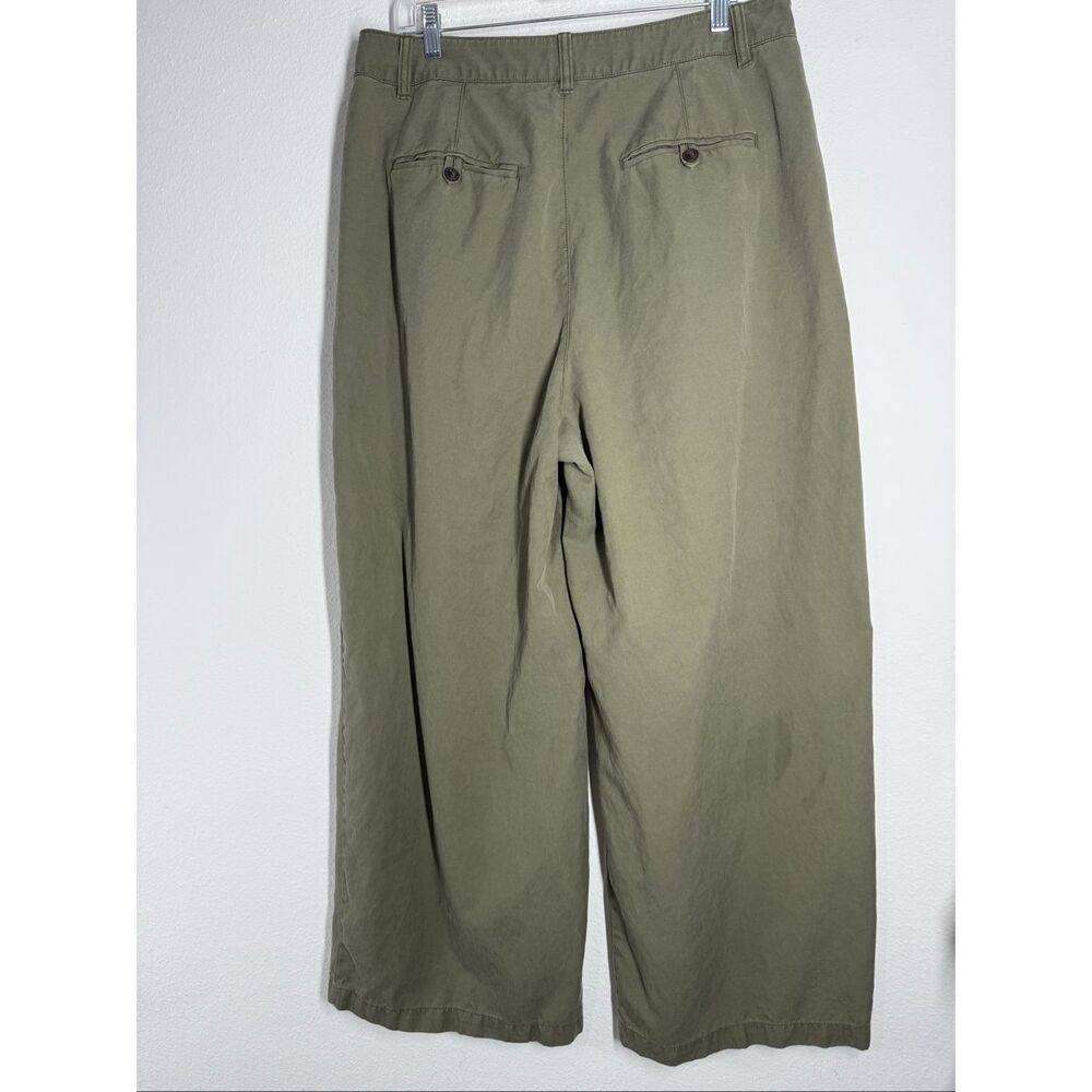 Madewell Wide Leg Crop Pants Women Size 14 Green Lyocell Linen Cotton High Rise - Picture 5 of 16